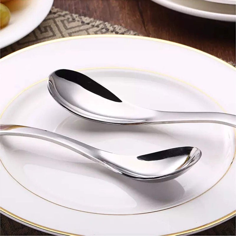 AOOSY Soup Spoons,Stainless Steel Korean Spoons Asian Soup Spoon, 6.3 Inches Heavy Duty Thick Short Handle Stainless Steel Ramen Spoon for Soup Cereals, Set of 6 - Image 2